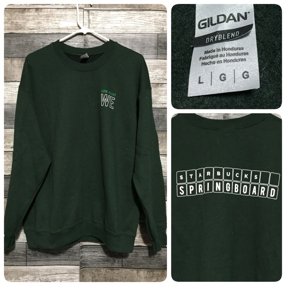 Gildan Starbucks Sweatshirt Sz L Forest Green Starbucks Springboard How Might We